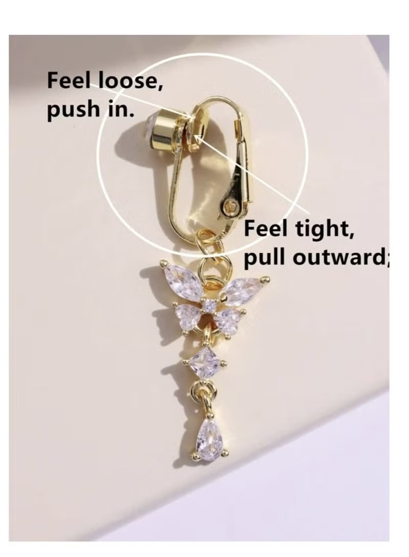 حلقة تكملة مزيفة لثقب البطن بتصميم فراشة وردية للتحف النسائية والتحف النحاسية - Image 2